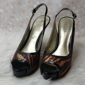 Guess tiger sequins platform open back & t…
